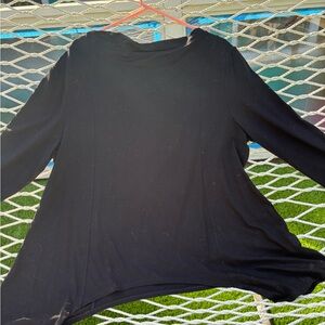 Black Long Sleeve Relaxed Asymmetrical Tunic